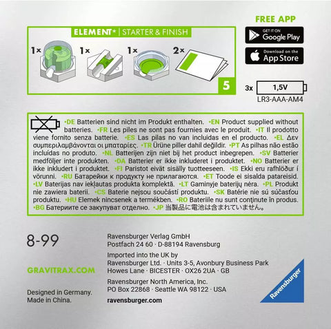 Ravensburger GraviTrax POWER elementas „Starter & Finish“, nuo 8 m.