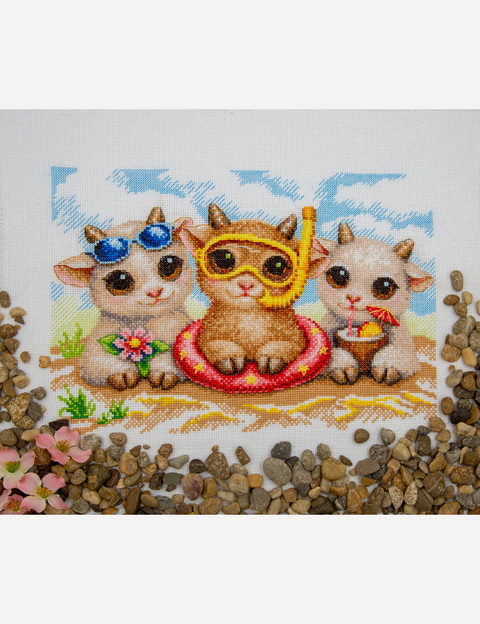 Siuvinėjimo kryželiu rinkinys „Summer Joy“ – vasaros atostogos, 30 x 21 cm