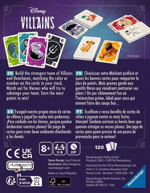 Ravensburger kortų žaidimas „Disney Villains“, nuo 8 m. (instrukcija anglų k.)