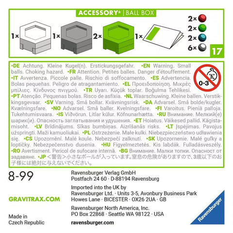 Ravensburger GraviTrax dėžutės rutuliukams „Ball Box“, nuo 8 m.