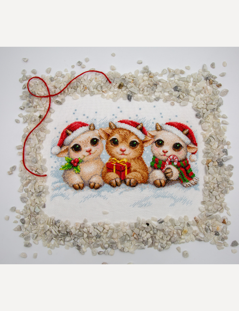 Siuvinėjimo kryželiu rinkinys „Christmas Joy“ – Kalėdų gyvūnėliai, 30 x 21 cm