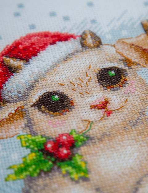 Siuvinėjimo kryželiu rinkinys „Christmas Joy“ – Kalėdų gyvūnėliai, 30 x 21 cm
