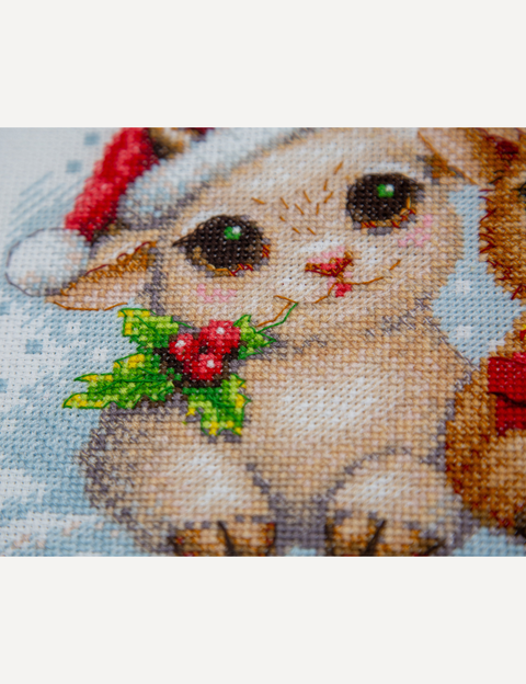 Siuvinėjimo kryželiu rinkinys „Christmas Joy“ – Kalėdų gyvūnėliai, 30 x 21 cm