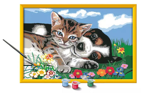 Ravensburger tapyba pagal skaičius „Kačiukas ir šuniukas“, 21×31 cm, nuo 7 m.