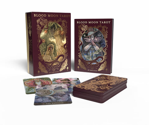 Blood Moon Tarot prabangi taro kaladė su knyga, 78 akvarelės kortos
