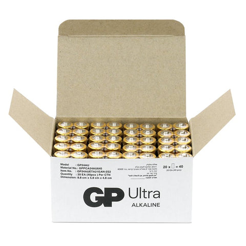 GP Ultra AAA LR03 šarminės baterijos, 40 vnt.