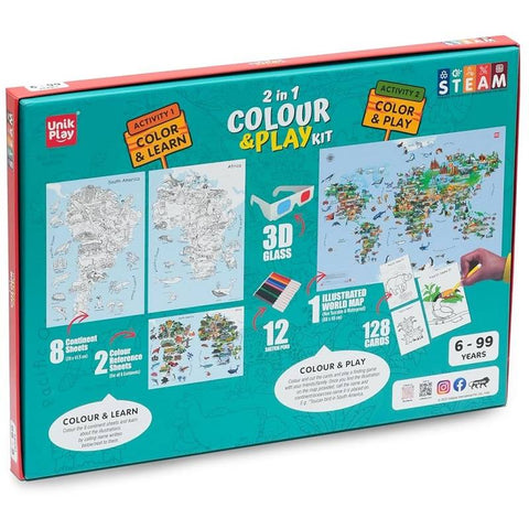 2in1 edukacinis geografijos spalvinimo ir žaidimo rinkinys vaikams EN