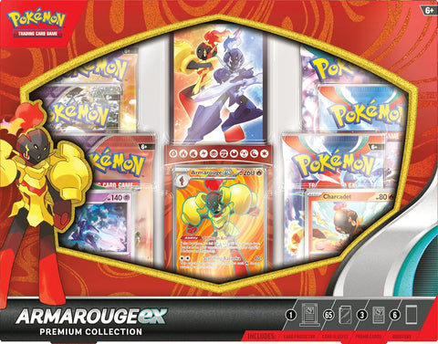 Pokémon Scarlet & Violet Armarouge ex Premium rinkinys – 6 pakeliai, dėklai