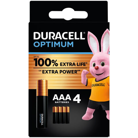 Duracell Optimum AAA 1,5V šarminės baterijos, 4 vnt.
