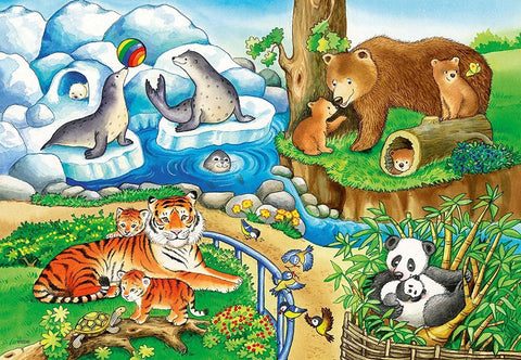 2x12 Animals at the Zoo - RAVENSBURGER dėlionėHOBI.LT 🇱🇹