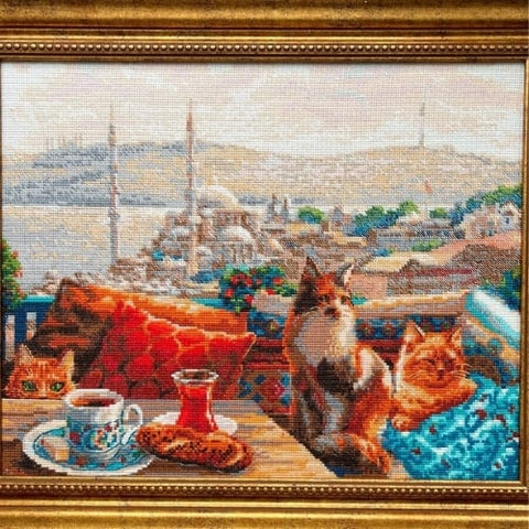 Siuvinėjimo kryželiu rinkinys „Stambulo katės“ 40 x 30 cm