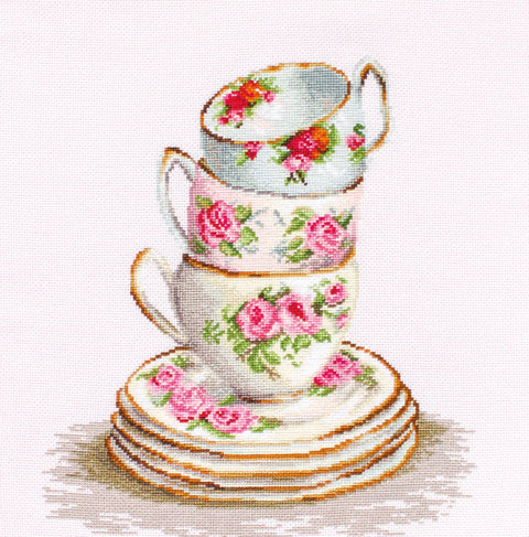 3 Stacked Tea Cups SB2323 - siuvinėjimo kryželiu rinkinysHOBI.LT 🇱🇹