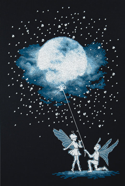 Siuvinėjimo kryželiu rinkinys „Pasimatymas po Mėnuliu“, Aida 14, 25×38 cm