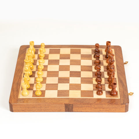 30X30CM Klasikiniai Elegantiški MAGNETINIAI Mediniai Šachmatai Su Dėže