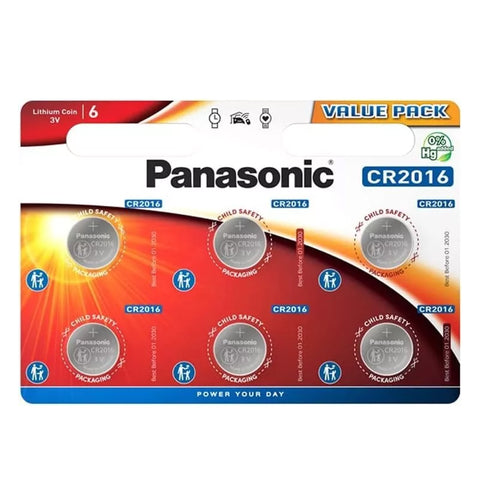 Panasonic CR2016 ličio baterijos 3V laikrodžiams, žaislams 6 vnt.