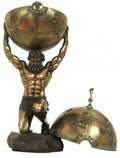 Statuetė bronzinė Atlaso 34 cm, tvirtai laikanti aukštą pasaulio kupolą; šalia matomas nuimtas kupolas, variantas su atidarymu