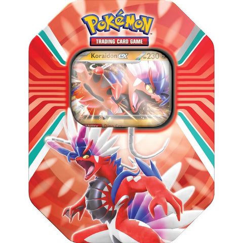 Pokémon TCG Paldea Legends: Koraidon EX metalinė dėžutė (4 boosteriai)