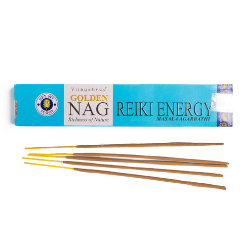 Smilkalai Reiki Energy Vijayshree, mėlyna 15 g dėžutė su penkiomis išdėstytomis aromatinėmis lazdelėmis