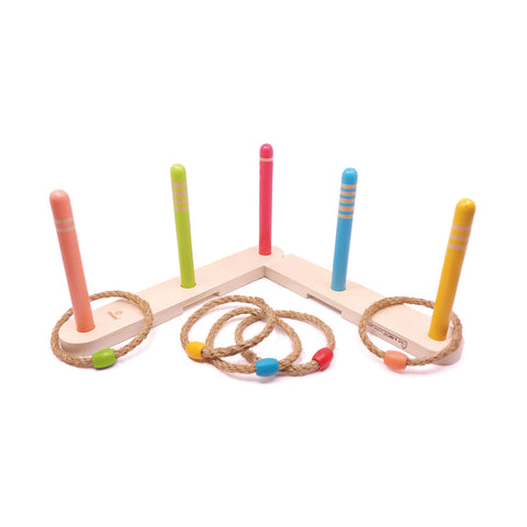 Svoora medinis lauko žiedų mėtymo žaidimas vaikams ir šeimai, 6 žiedai