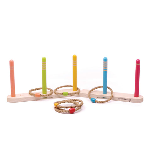 Svoora medinis lauko žiedų mėtymo žaidimas vaikams ir šeimai, 6 žiedai