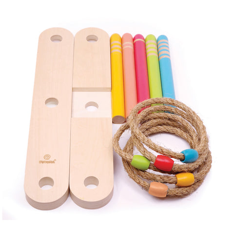 Svoora medinis lauko žiedų mėtymo žaidimas vaikams ir šeimai, 6 žiedai