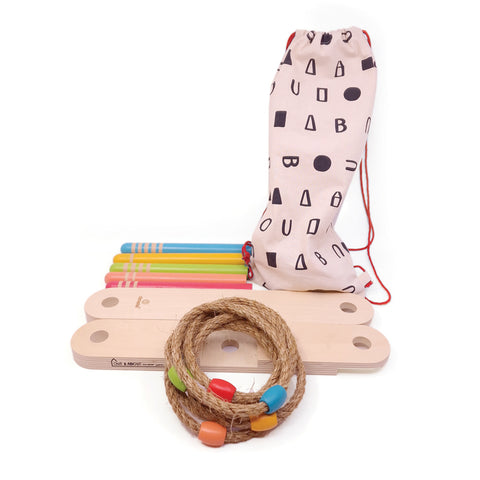 Svoora medinis lauko žiedų mėtymo žaidimas vaikams ir šeimai, 6 žiedai