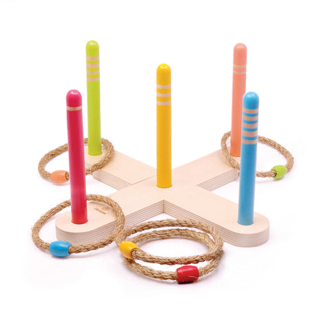 Svoora medinis lauko žiedų mėtymo žaidimas vaikams ir šeimai, 6 žiedai