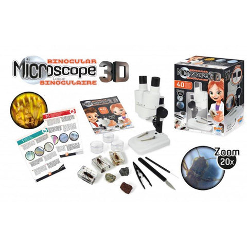 3D stereo mikroskopas vaikams 8+ su LED apšvietimu, x20 didinimas