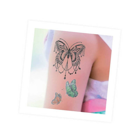 75 blizgučios laikinos tatuiruotės mergaitėms (8+)