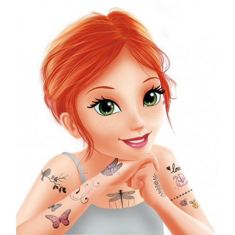 75 blizgučios laikinos tatuiruotės mergaitėms (8+)
