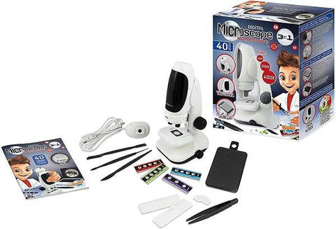 3in1 mikroskopas vaikams 8+ iki 400x su USB kamera ir LED apšvietimu