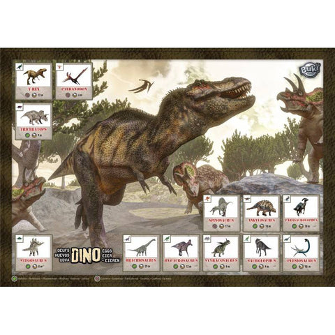 12 dinozaurų kiaušinių kasinėjimo rinkinys vaikams su įrankiais ir plakatu