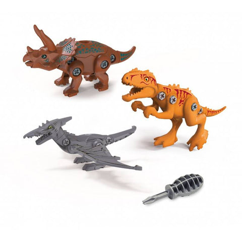 3in1 dinozaurų konstruktorius su atsuktuvu vaikams – surink ir lankstyk