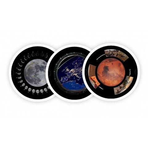 3 HD diskų rinkinys planetariumui: Mėnulis, Žemė iš kosmoso, Marsas (8+)