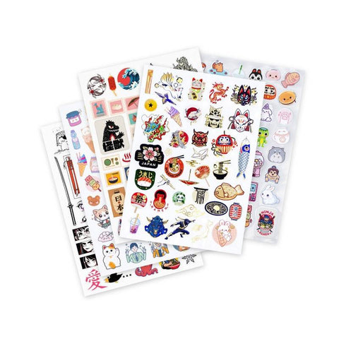 200+ Manga Kawaii japoniškų lipdukų rinkinys A5 – auksiniai kontūrai, pūkuoti