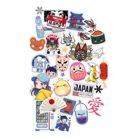 200+ Manga Kawaii japoniškų lipdukų rinkinys A5 – auksiniai kontūrai, pūkuoti