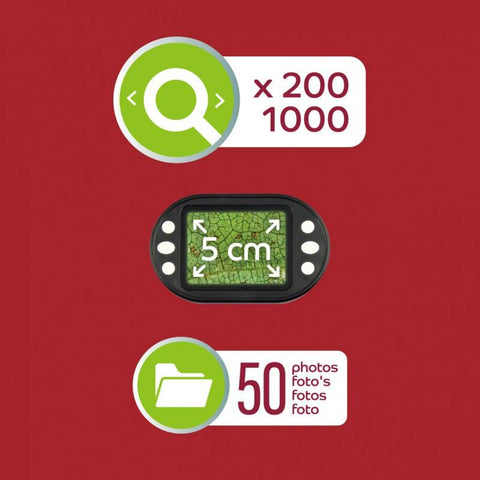 Skaitmeninis mikroskopas 200–1000× su ekranu, kamera ir LED apšvietimu vaikams nuo 7 m.