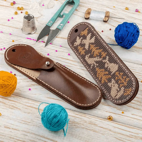 Žirklių dėklo siuvinėjimo rinkinys iš dirbtinės odos, 10–11 cm