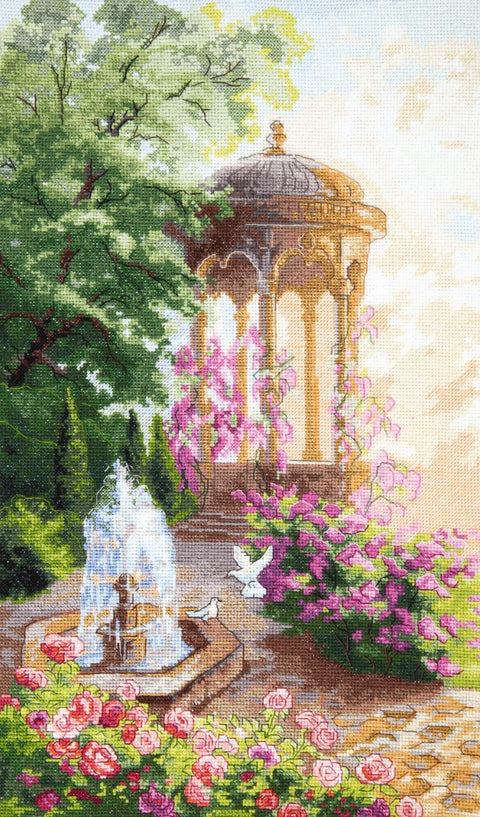 Siuvinėjimo kryželiu rinkinys „Magiškas rytas“, Aida 14, 42 spalvos, 26,5×44 cm