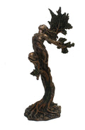 Skulptūra medžio deivė bronzos spalvos 35 cm, iš šono – elegantiškai įsišaknijusi ant pagrindo