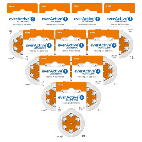Everactive Ultrasonic 13 PR48 klausos aparatų baterijos, 60 vnt.