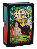 Good Omens tarot kortų rinkinys su vadovu, spalvota iliustruota dėžutė su Crowley ir Aziraphale piešiniais