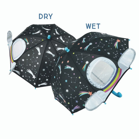 Floss & Rock 3D skėtis vaikams „Kosmosas“ – spalvas keičiantis, su astronauto langeliu
