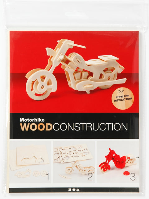CREATIV 3D medinis motociklo konstruktorius – surenkamas modelis 19×9×9 cm