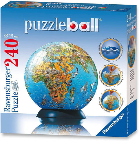 3D Puzzleball 240: Illustrated World Map - RAVENSBURGER dėlionėHOBI.LT 🇱🇹