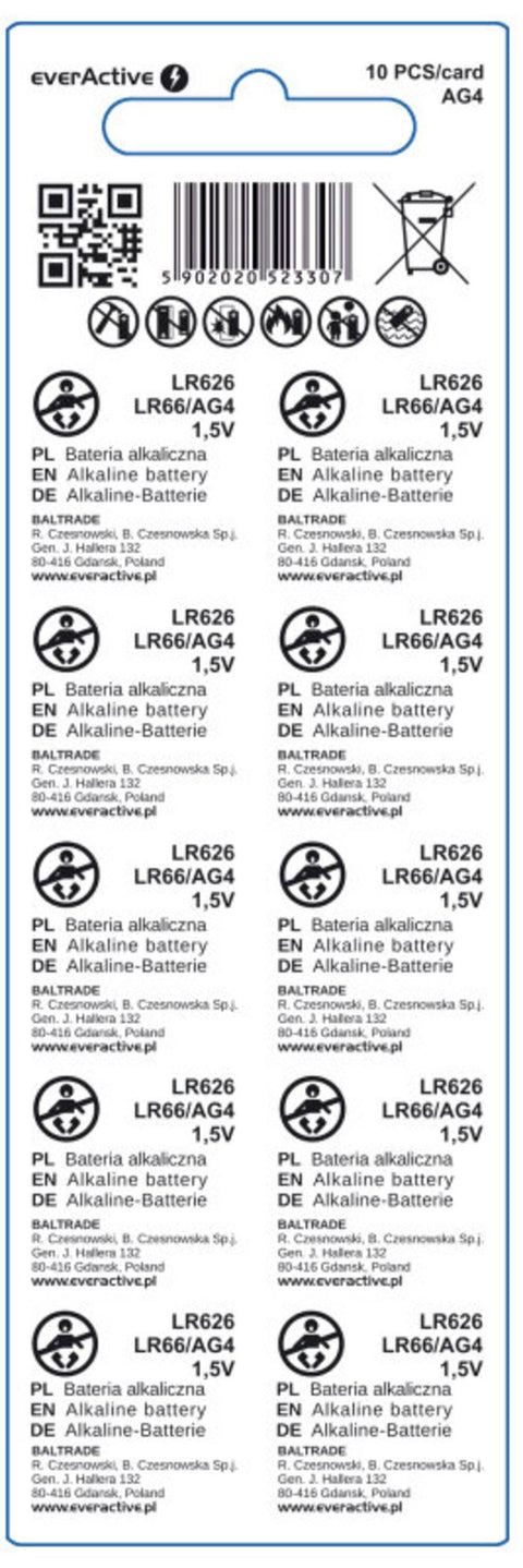 EverActive LR626 (AG4) šarminės laikrodžio baterijos, 10 vnt.