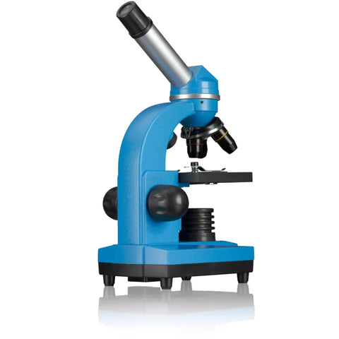 Mikroskopas mokiniams Bresser Junior 40x–1600x su priedais, mėlynas