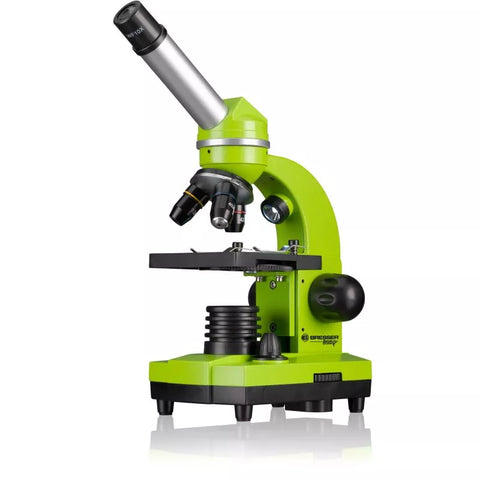 Mikroskopas mokiniams Bresser Junior 40x–1600x su priedais, žalias
