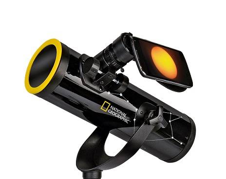 Dobsono reflektorinis teleskopas 76/350 su saulės filtru ir telefono laikikliu