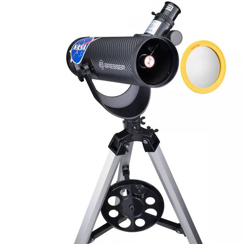 Kompaktiškas 76/350 reflektorinis teleskopas pradedantiesiems su saulės filtru